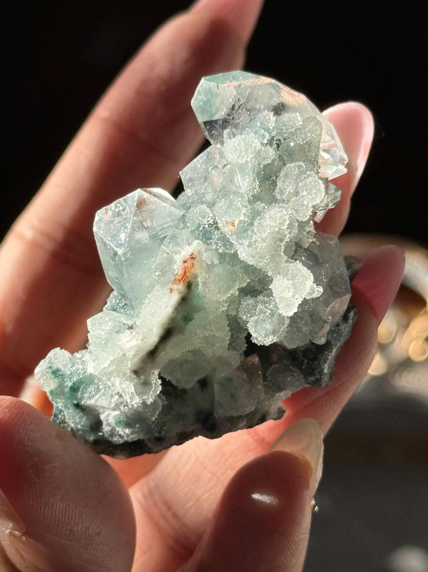 Blue Apophyllite Cluster, SmalApophyllite Quartz with Druzy, Small Mini