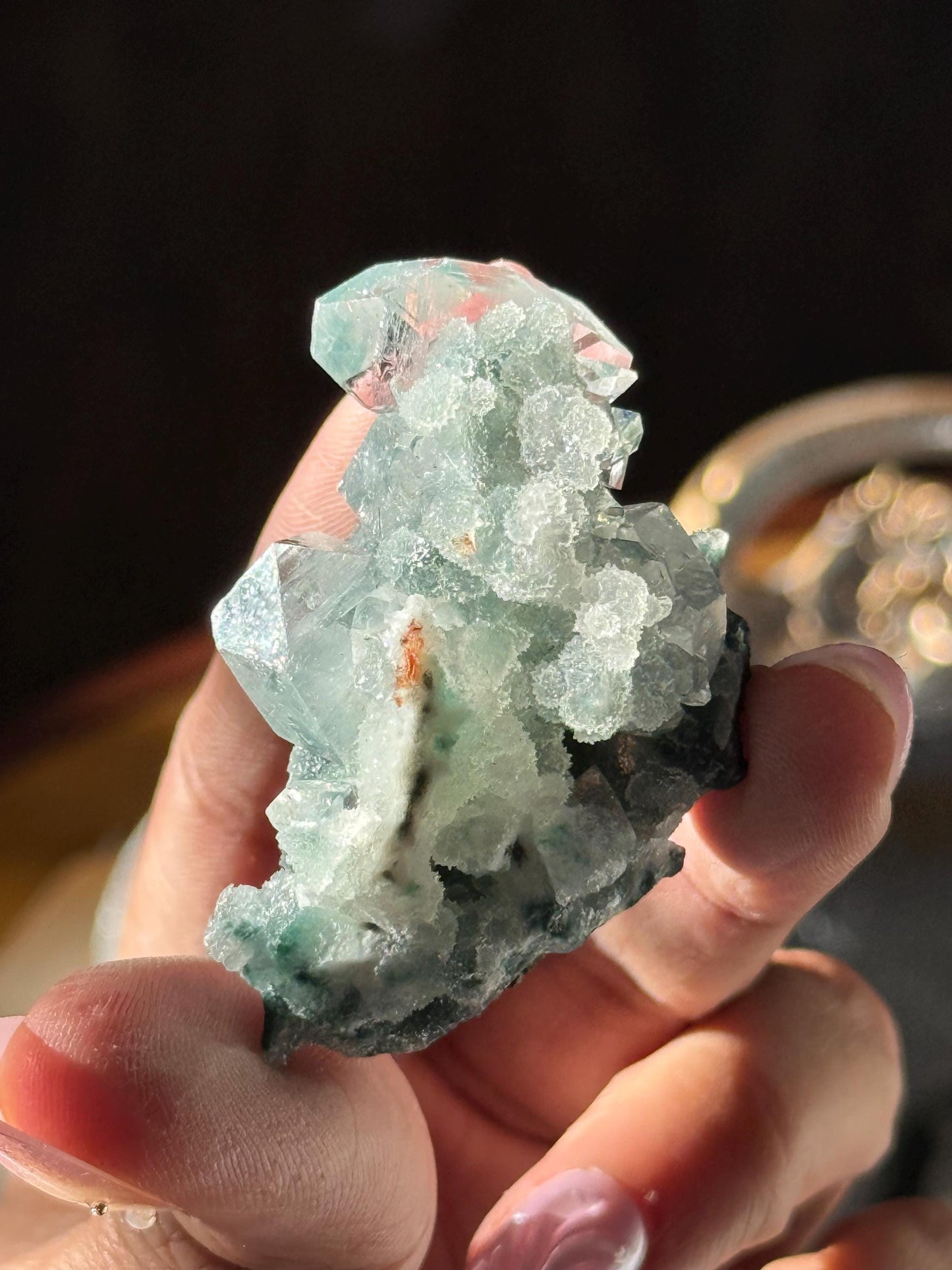 Blue Apophyllite Cluster, SmalApophyllite Quartz with Druzy, Small Mini