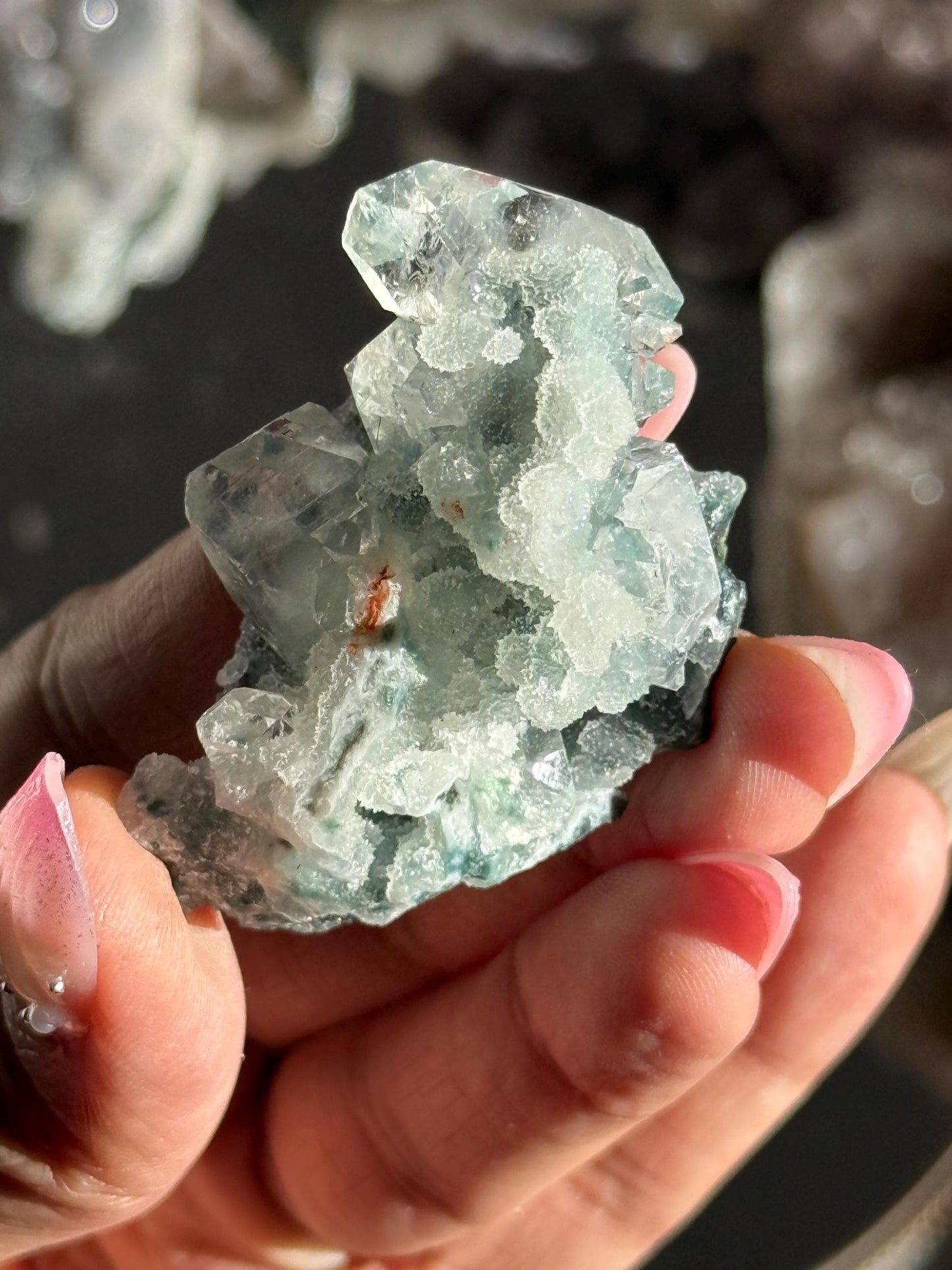 Blue Apophyllite Cluster, SmalApophyllite Quartz with Druzy, Small Mini