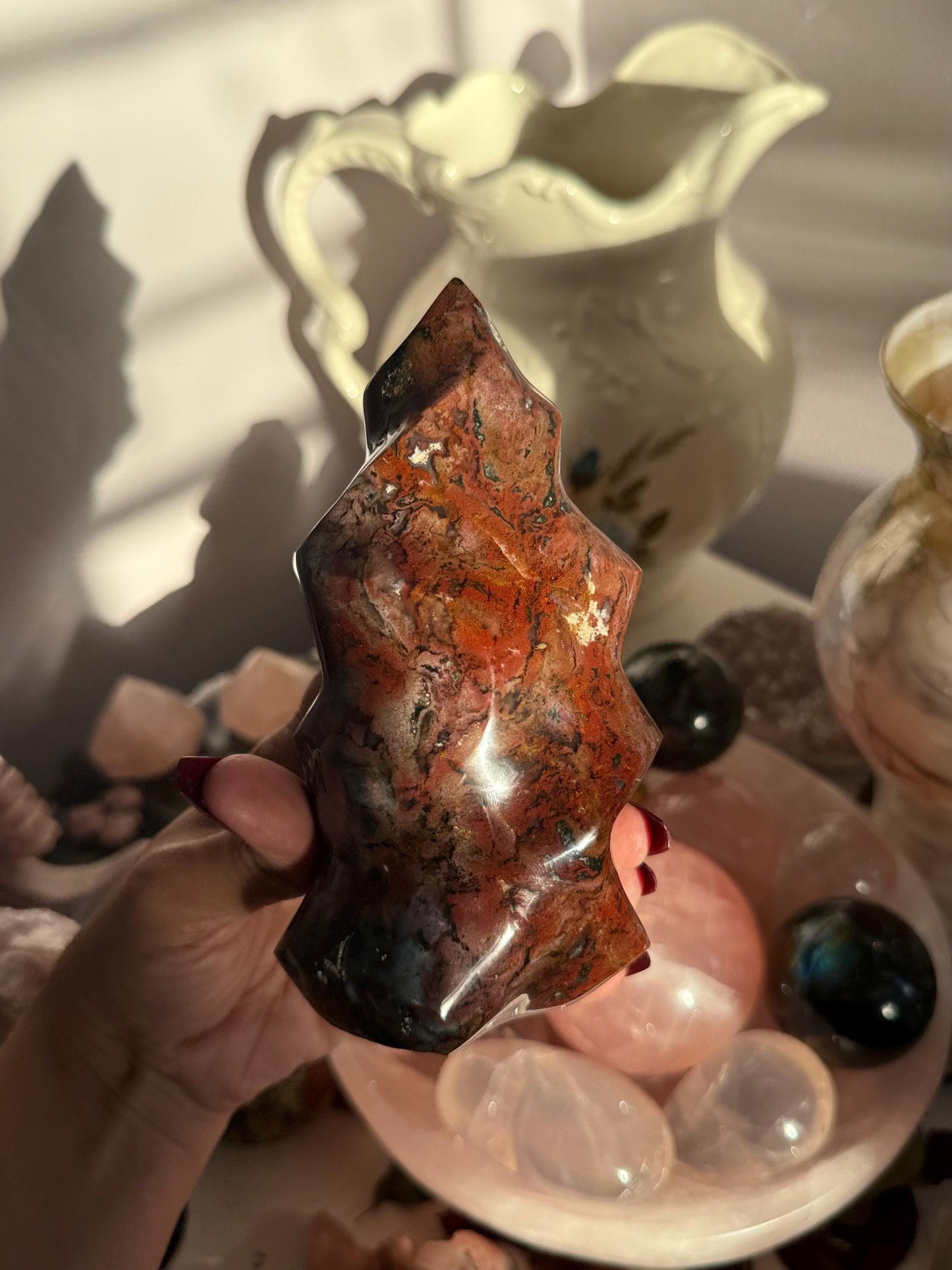 Red Ocean Jasper Flame, Red Ocean Jasper, Crystal Decor, Unique Gift