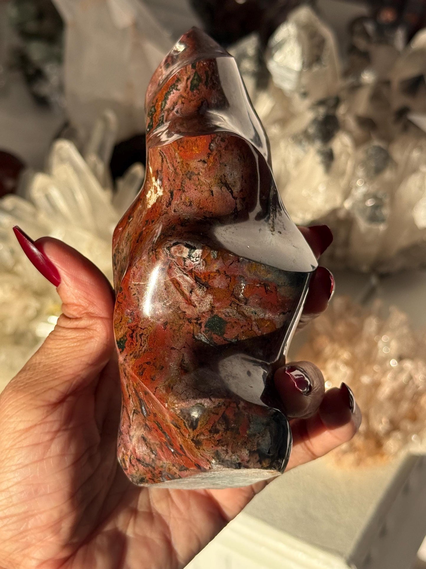 Red Ocean Jasper Flame, Red Ocean Jasper, Crystal Decor, Unique Gift