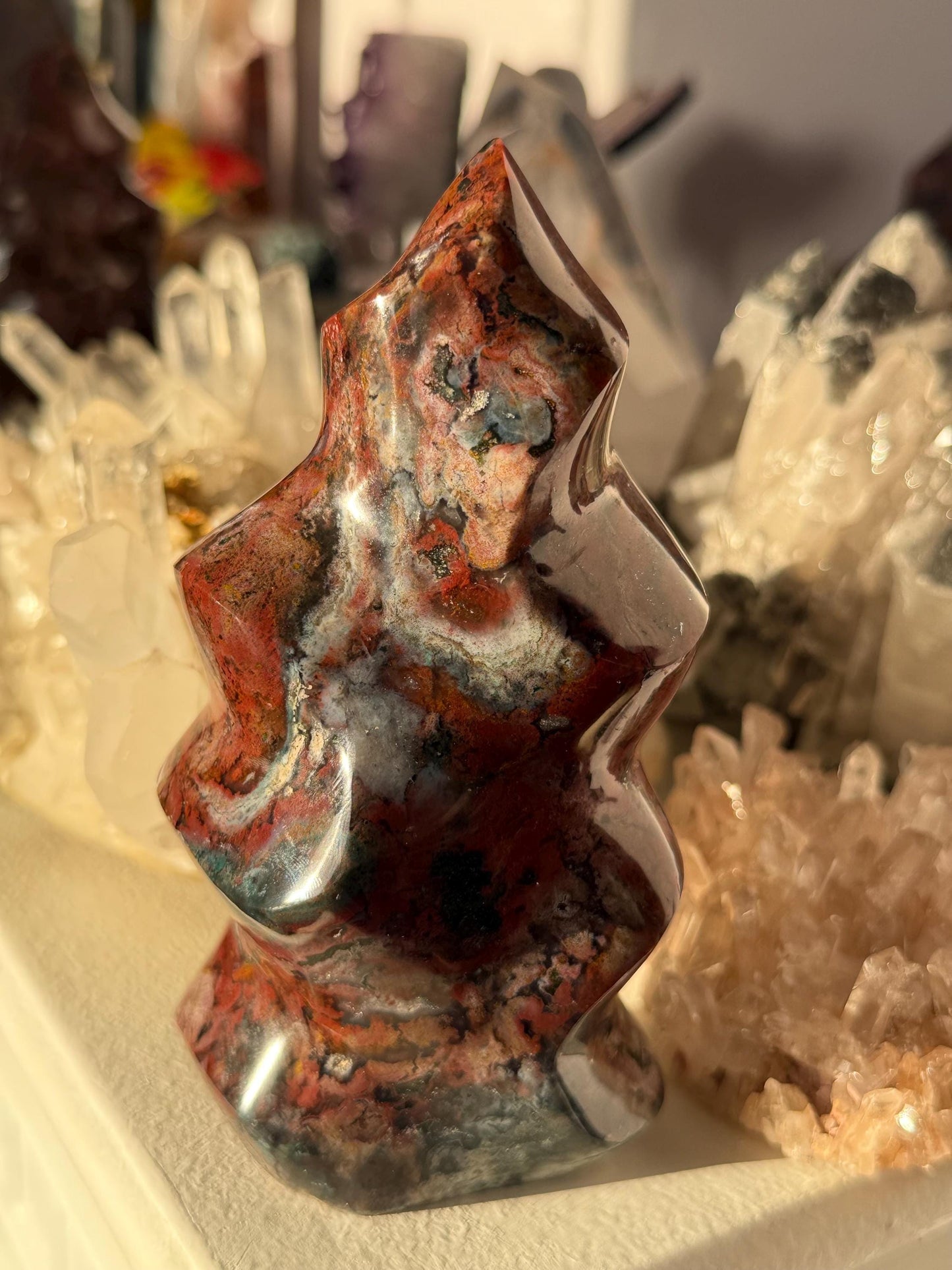 Red Ocean Jasper Flame, Red Ocean Jasper, Crystal Decor, Unique Gift