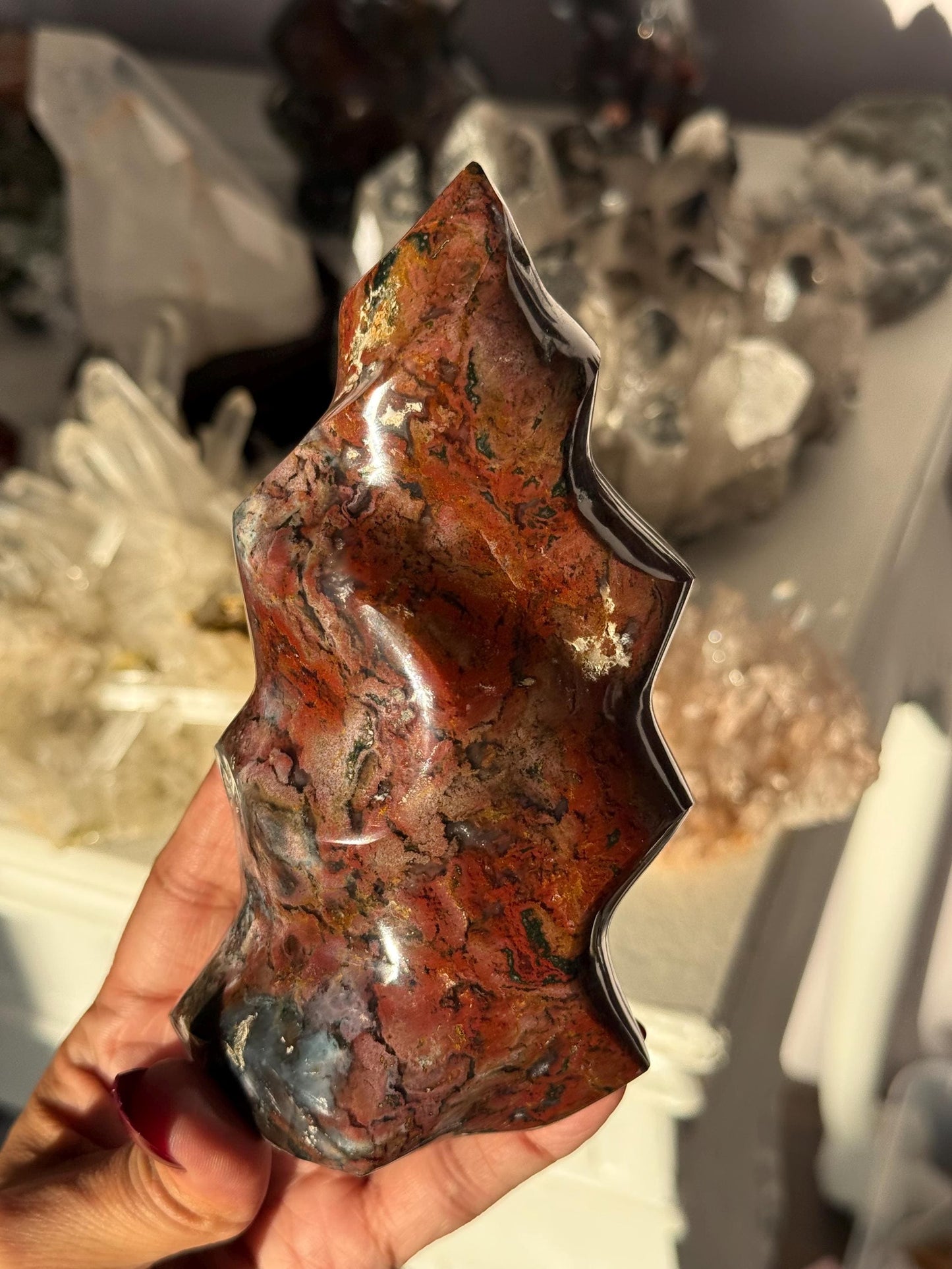 Red Ocean Jasper Flame, Red Ocean Jasper, Crystal Decor, Unique Gift