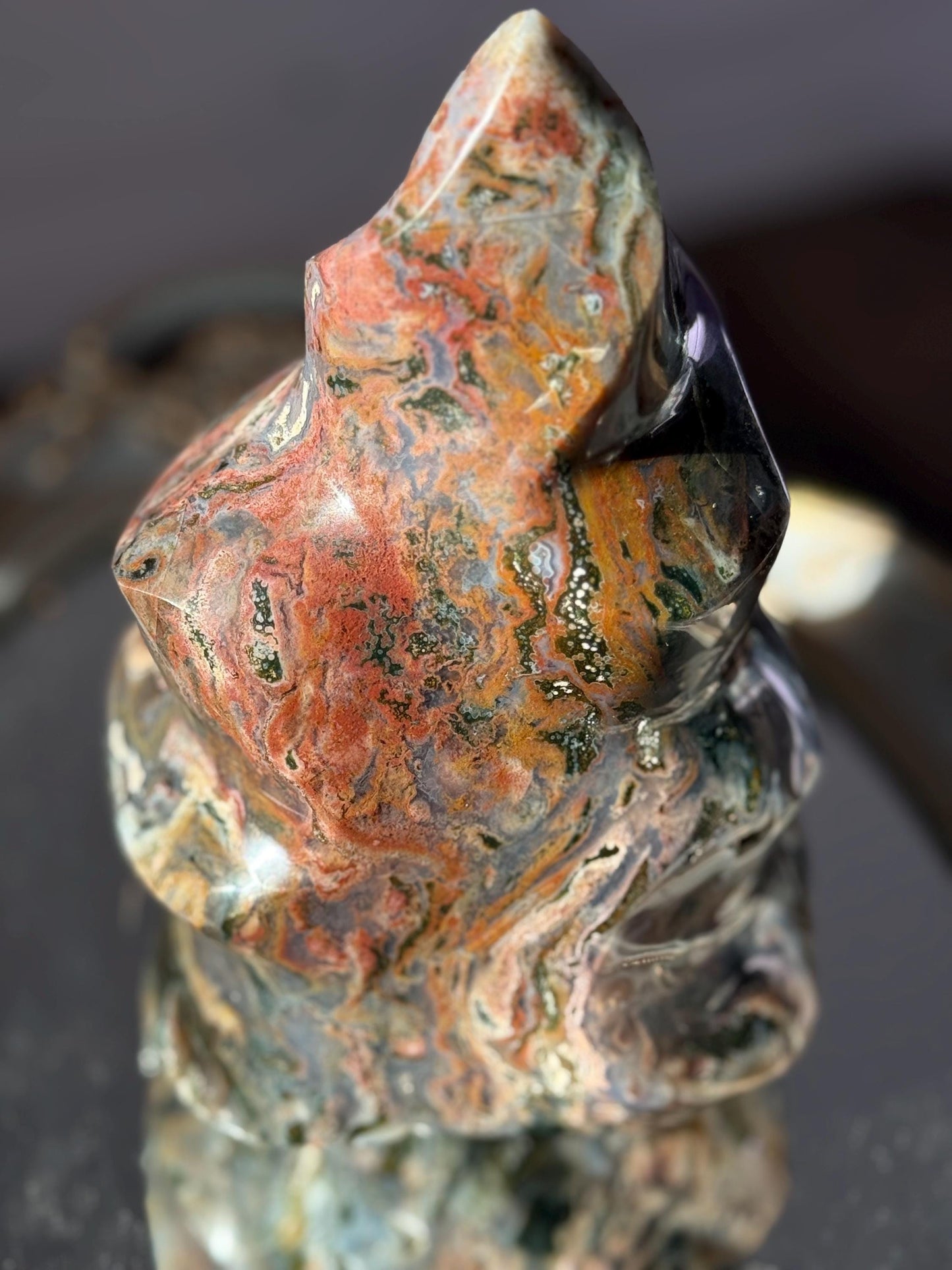 Large Colorful Ocean Jasper Flame, Pink & Red Ocean Jasper Crystal, Unique Natural Jasper from Madagascar