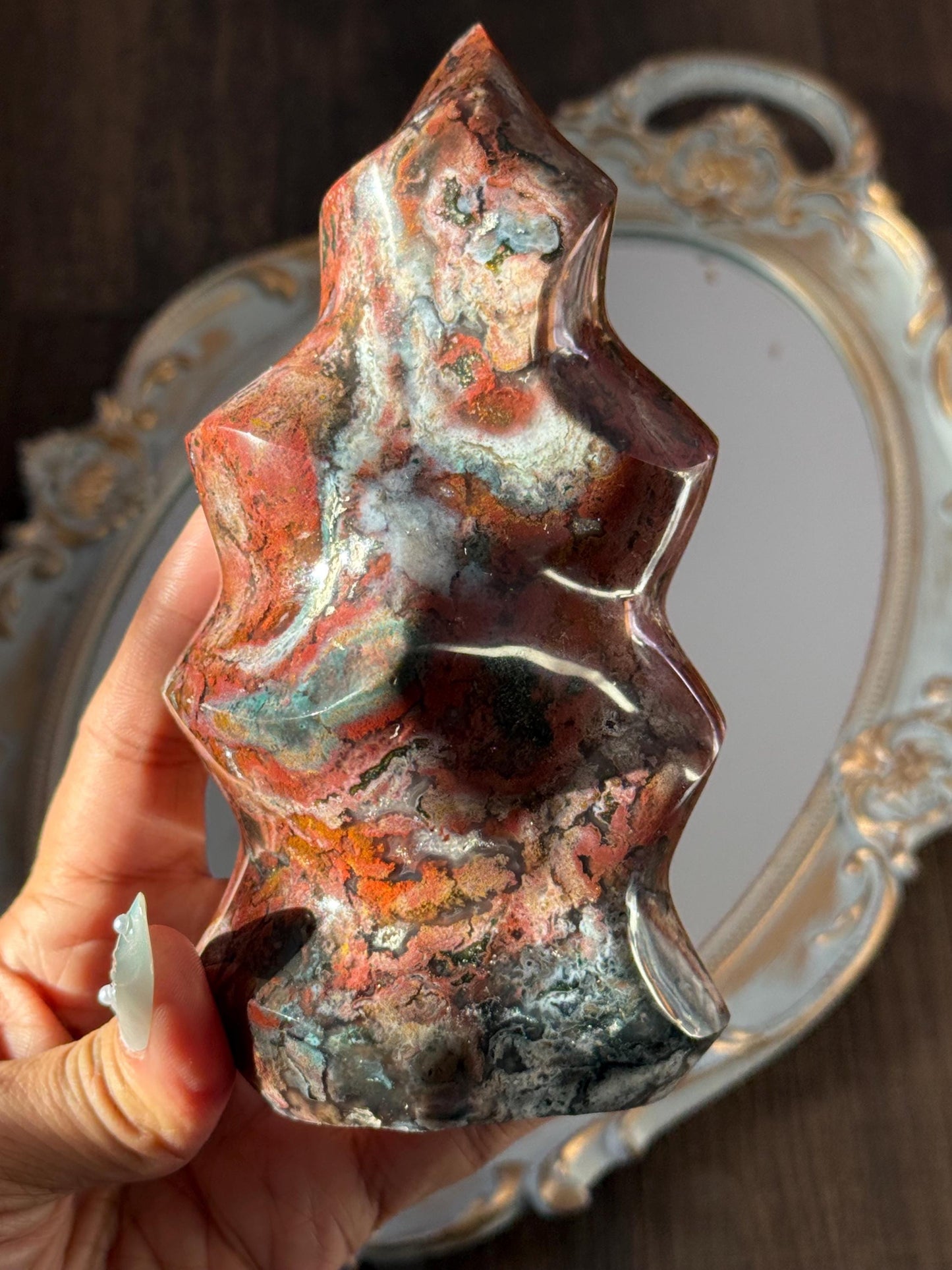 Red Ocean Jasper Flame, Red Ocean Jasper, Crystal Decor, Unique Gift