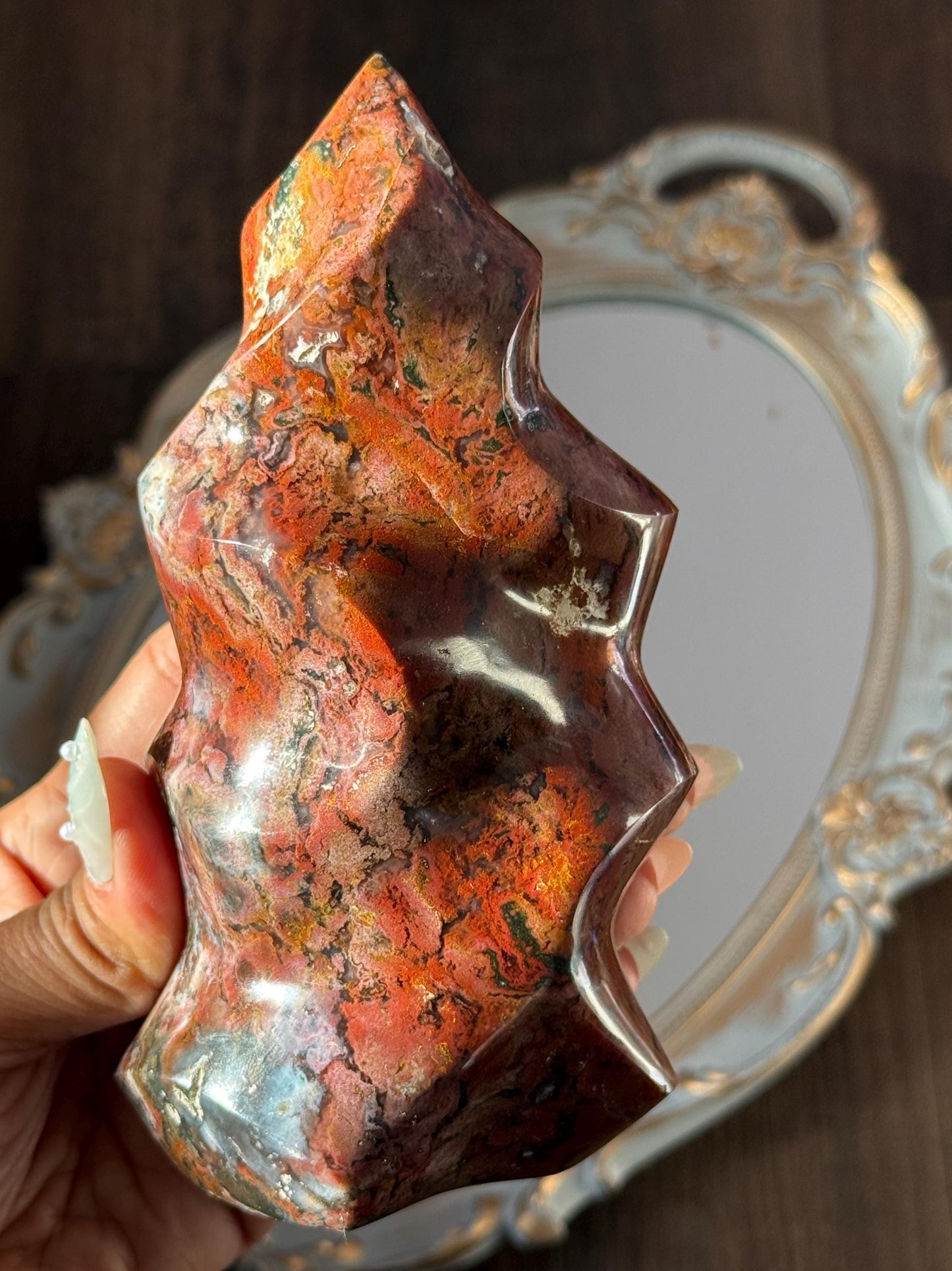 Red Ocean Jasper Flame, Red Ocean Jasper, Crystal Decor, Unique Gift