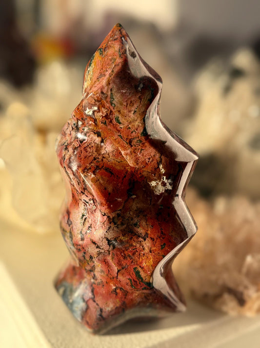 Red Ocean Jasper Flame, Red Ocean Jasper, Crystal Decor, Unique Gift