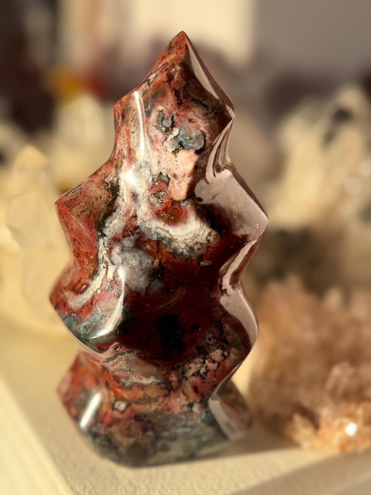Red Ocean Jasper Flame, Red Ocean Jasper, Crystal Decor, Unique Gift