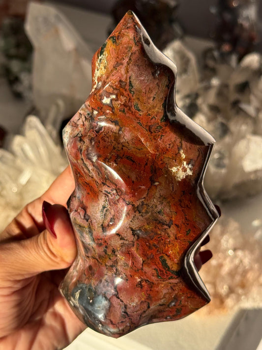 Red Ocean Jasper Flame, Red Ocean Jasper, Crystal Decor, Unique Gift