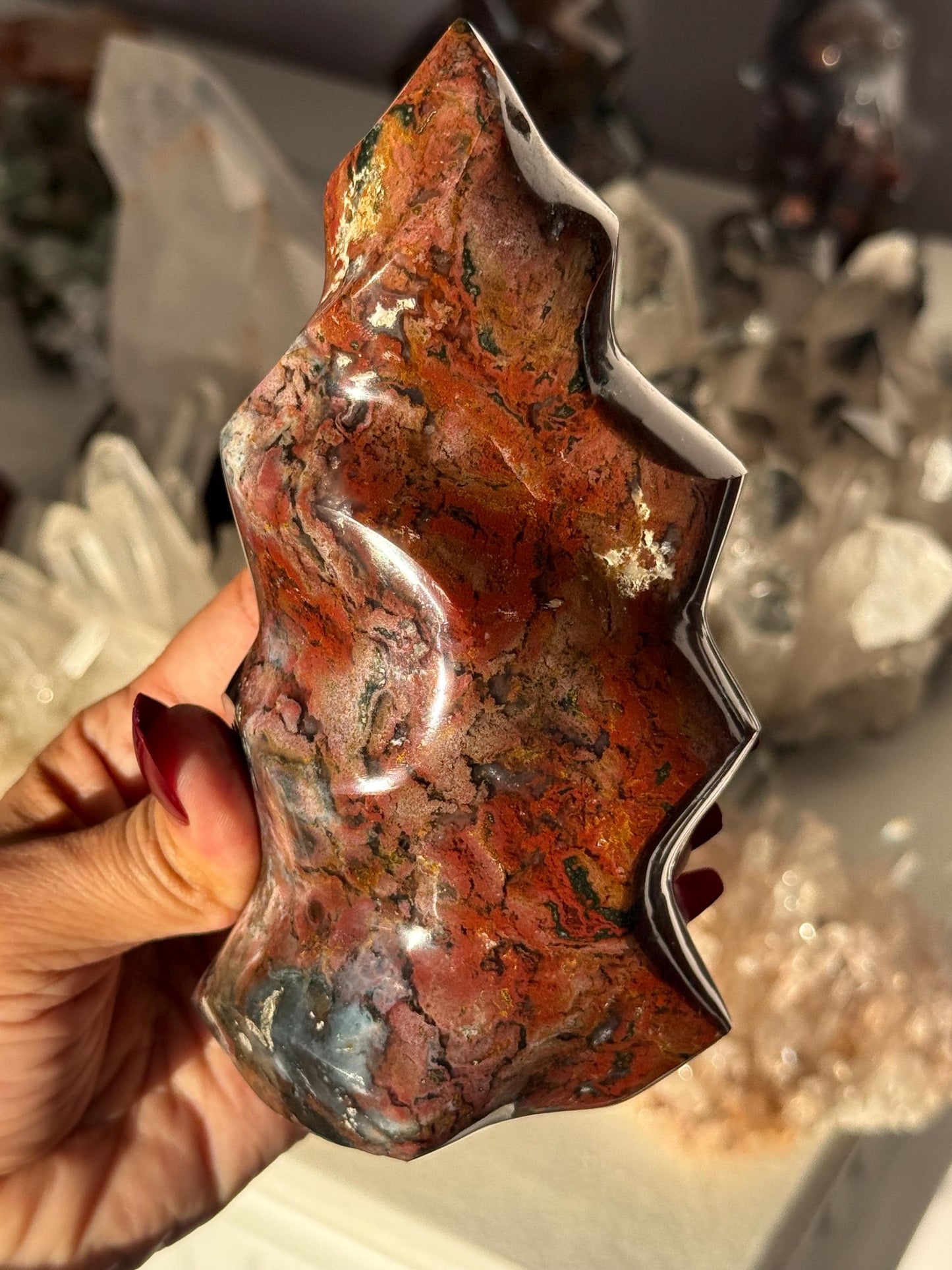 Red Ocean Jasper Flame, Red Ocean Jasper, Crystal Decor, Unique Gift