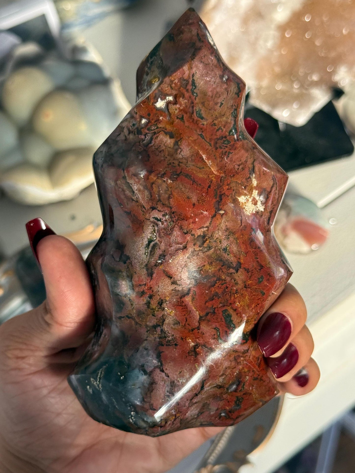 Red Ocean Jasper Flame, Red Ocean Jasper, Crystal Decor, Unique Gift