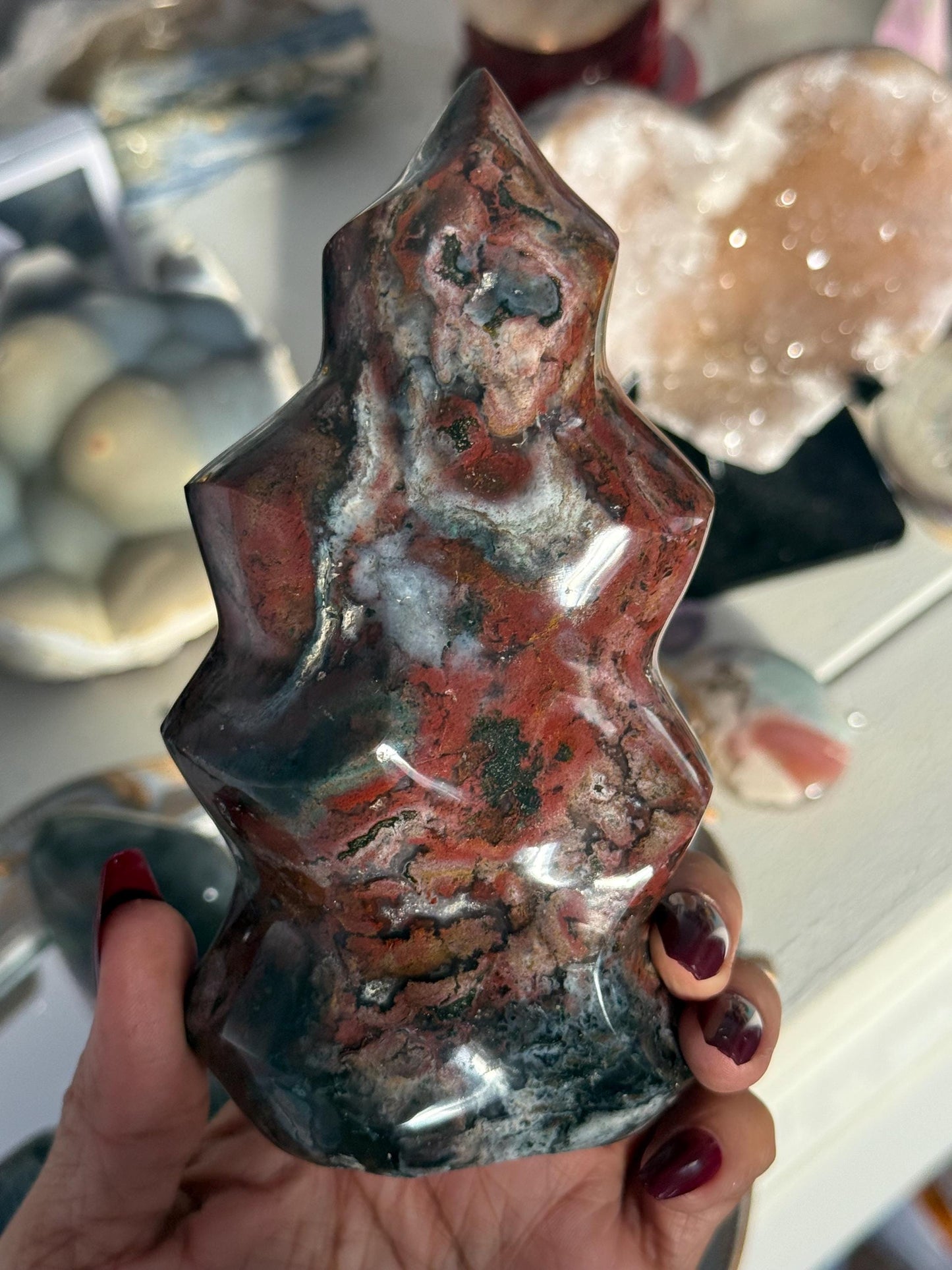Red Ocean Jasper Flame, Red Ocean Jasper, Crystal Decor, Unique Gift