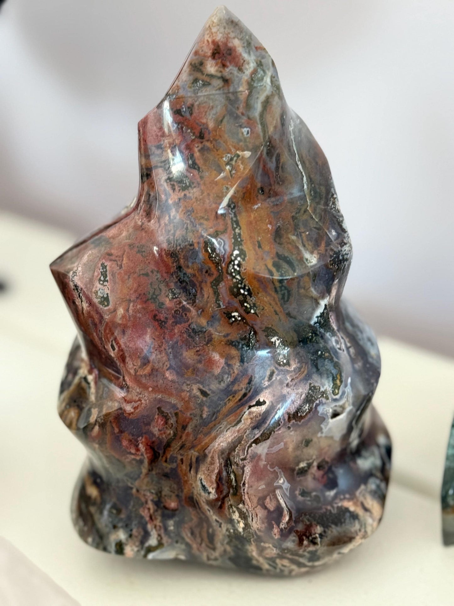 Large Colorful Ocean Jasper Flame, Pink & Red Ocean Jasper Crystal, Unique Natural Jasper from Madagascar