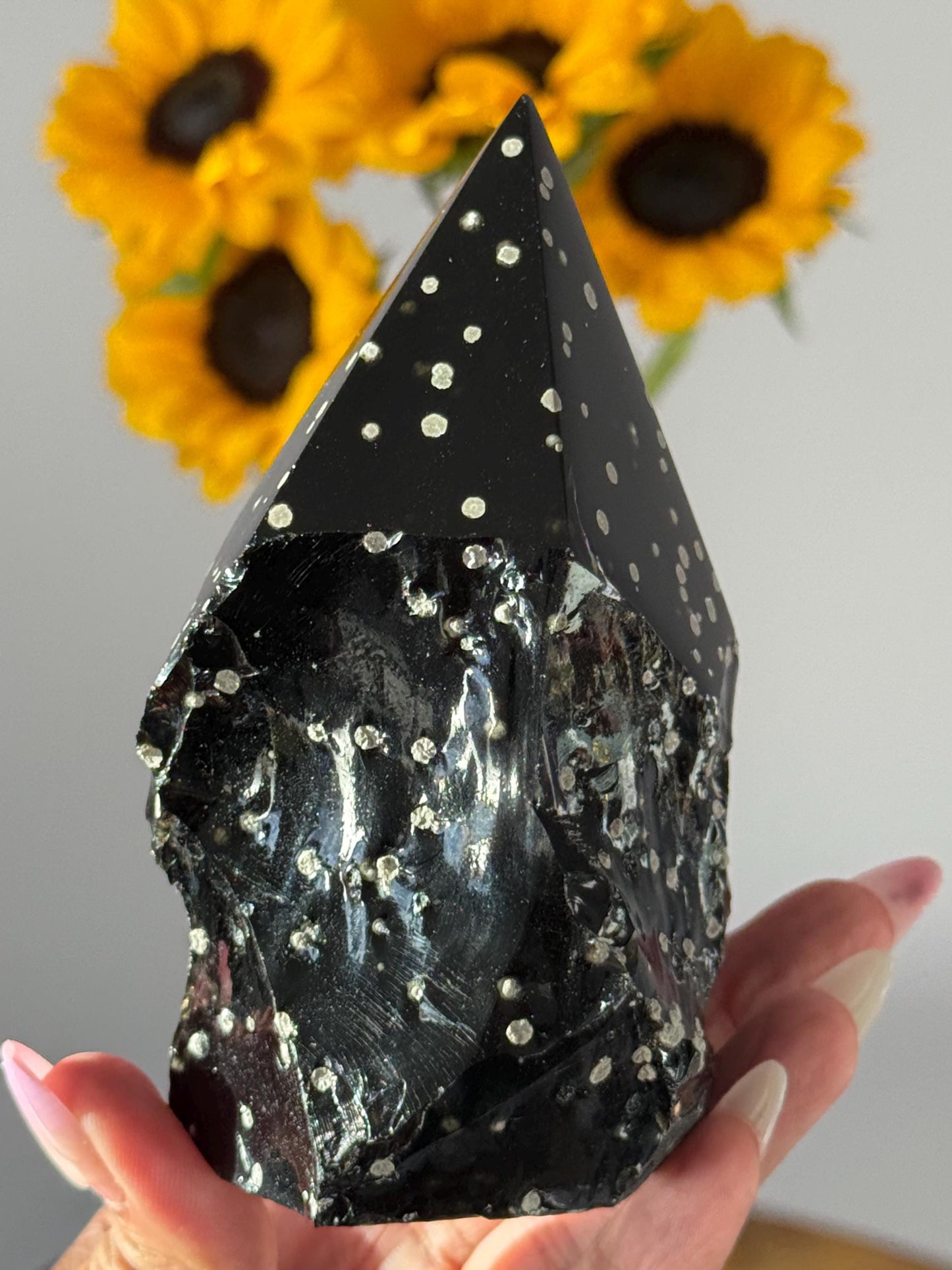 Stardust Obsidian Free Form from Jalisco, Mexico, Rare Obsidian Crystal, Obsidian