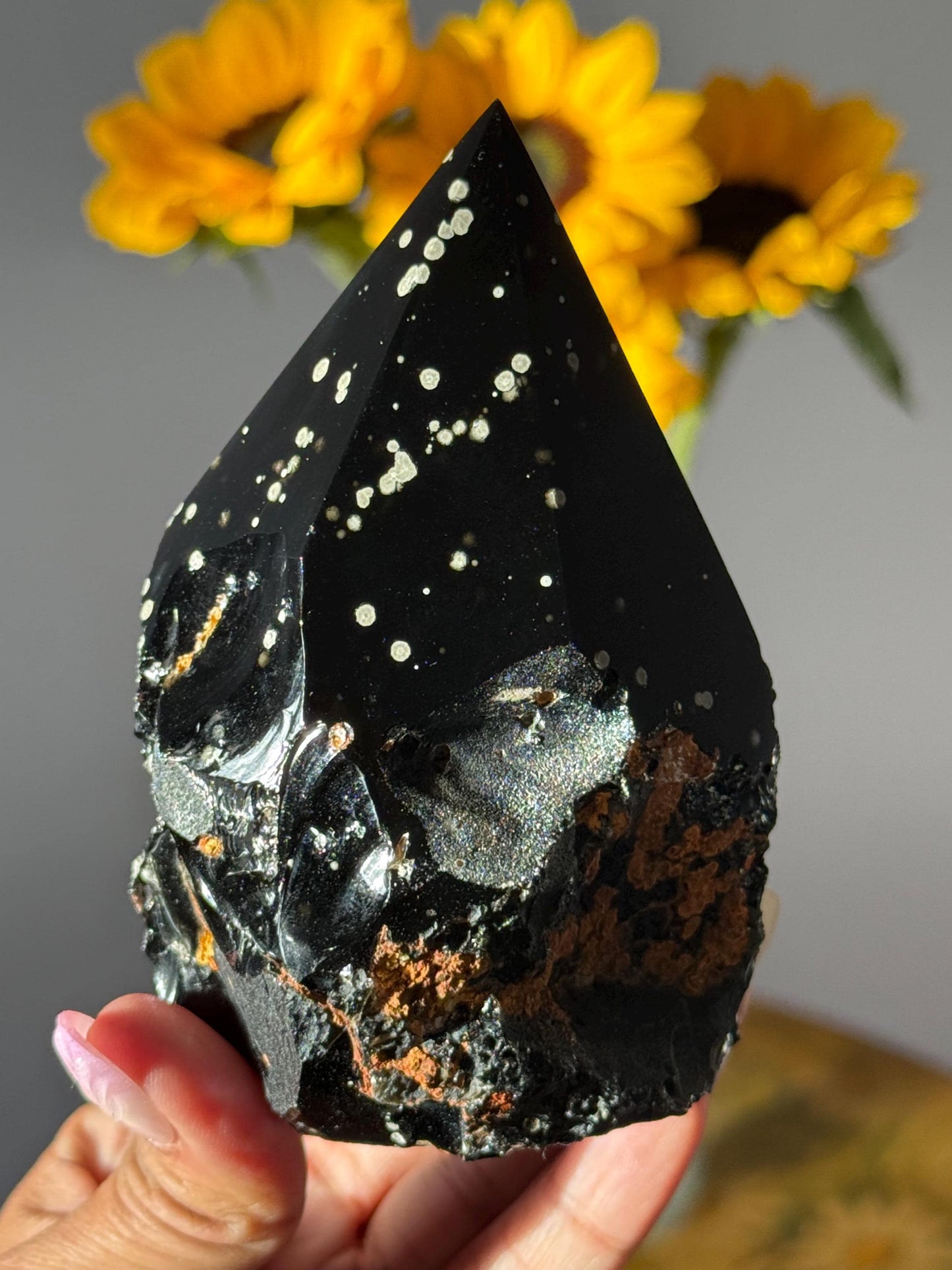 Stardust Obsidian Free Form from Jalisco, Mexico, Rare Obsidian Crystal, Obsidian