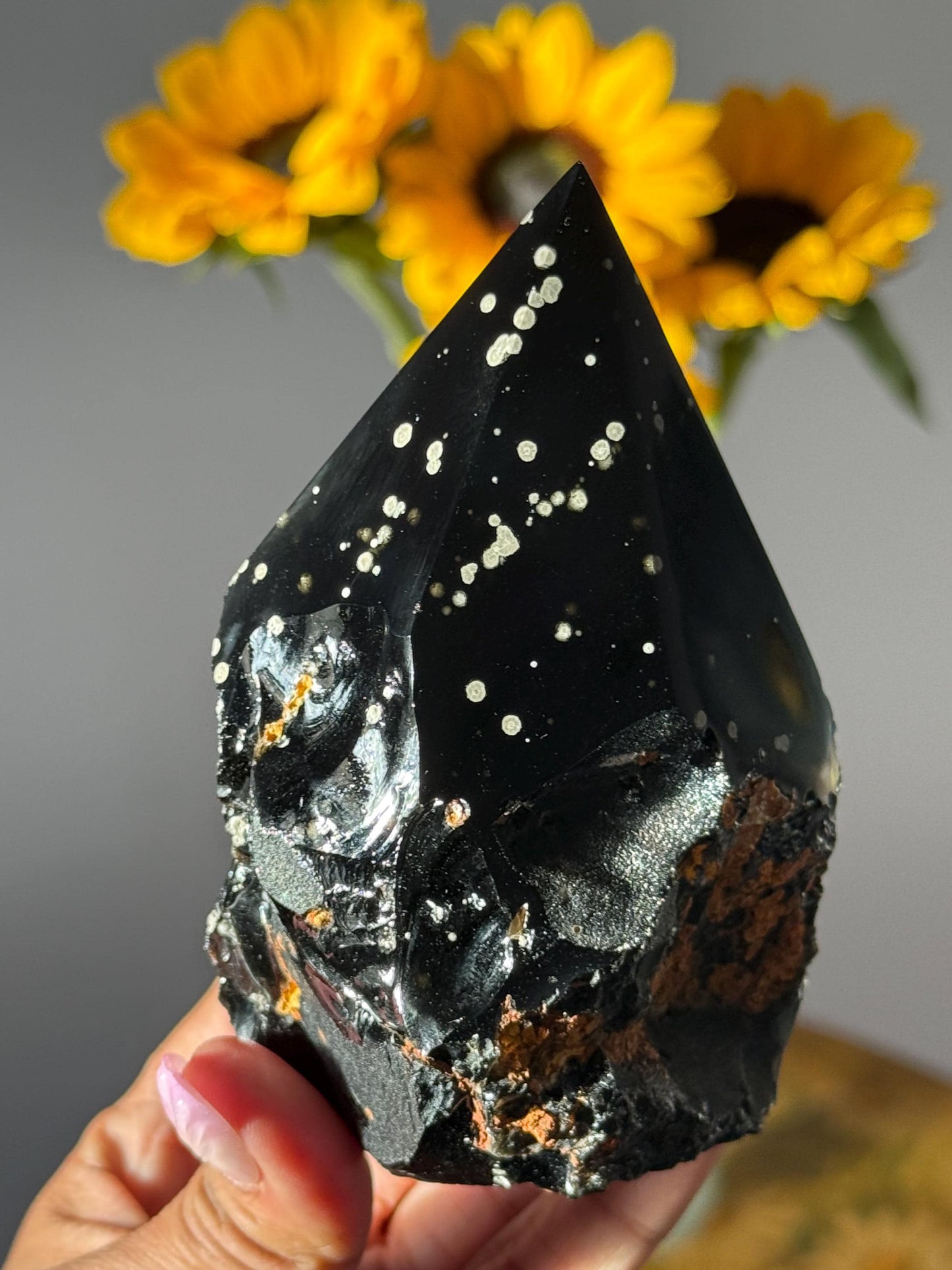 Stardust Obsidian Free Form from Jalisco, Mexico, Rare Obsidian Crystal, Obsidian