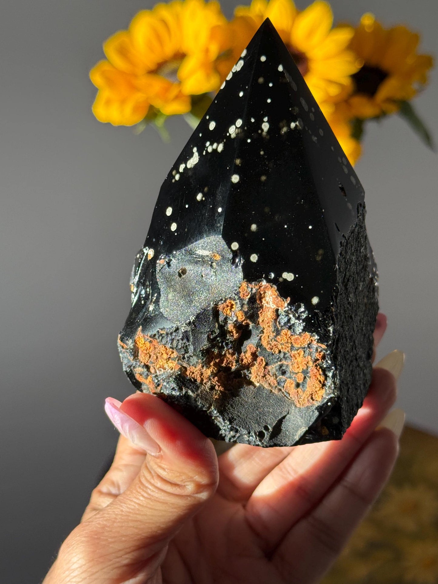 Stardust Obsidian Free Form from Jalisco, Mexico, Rare Obsidian Crystal, Obsidian