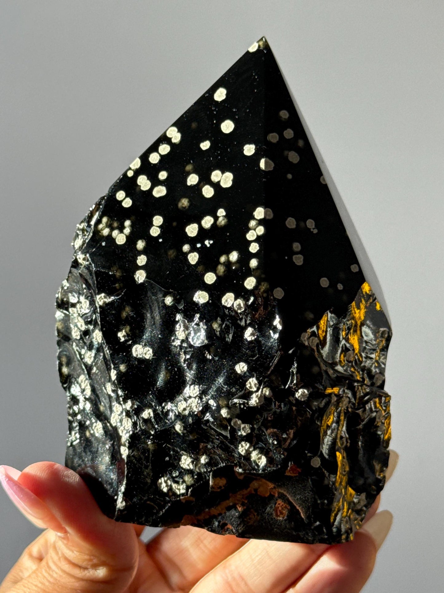 Stardust Obsidian Free Form, Obsidian Semi Polished Point, Rare Obsidian From Jalisco Mexico,