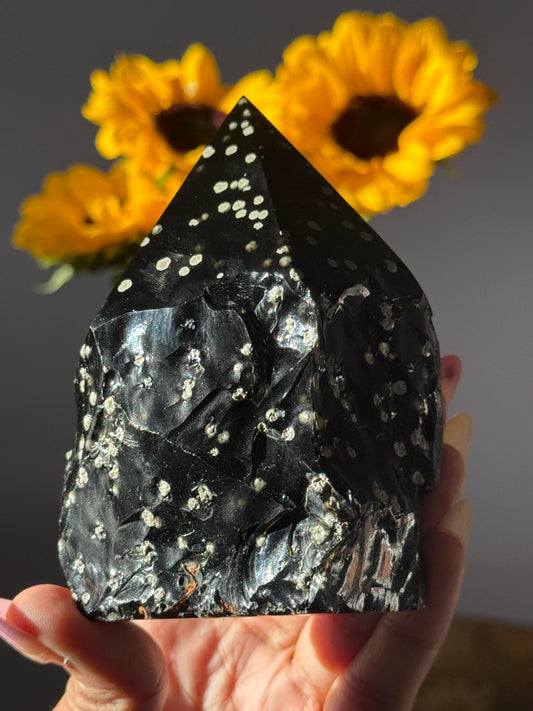 Stardust Obsidian Free Form, Obsidian Semi Polished Point, Rare Obsidian From Jalisco Mexico,