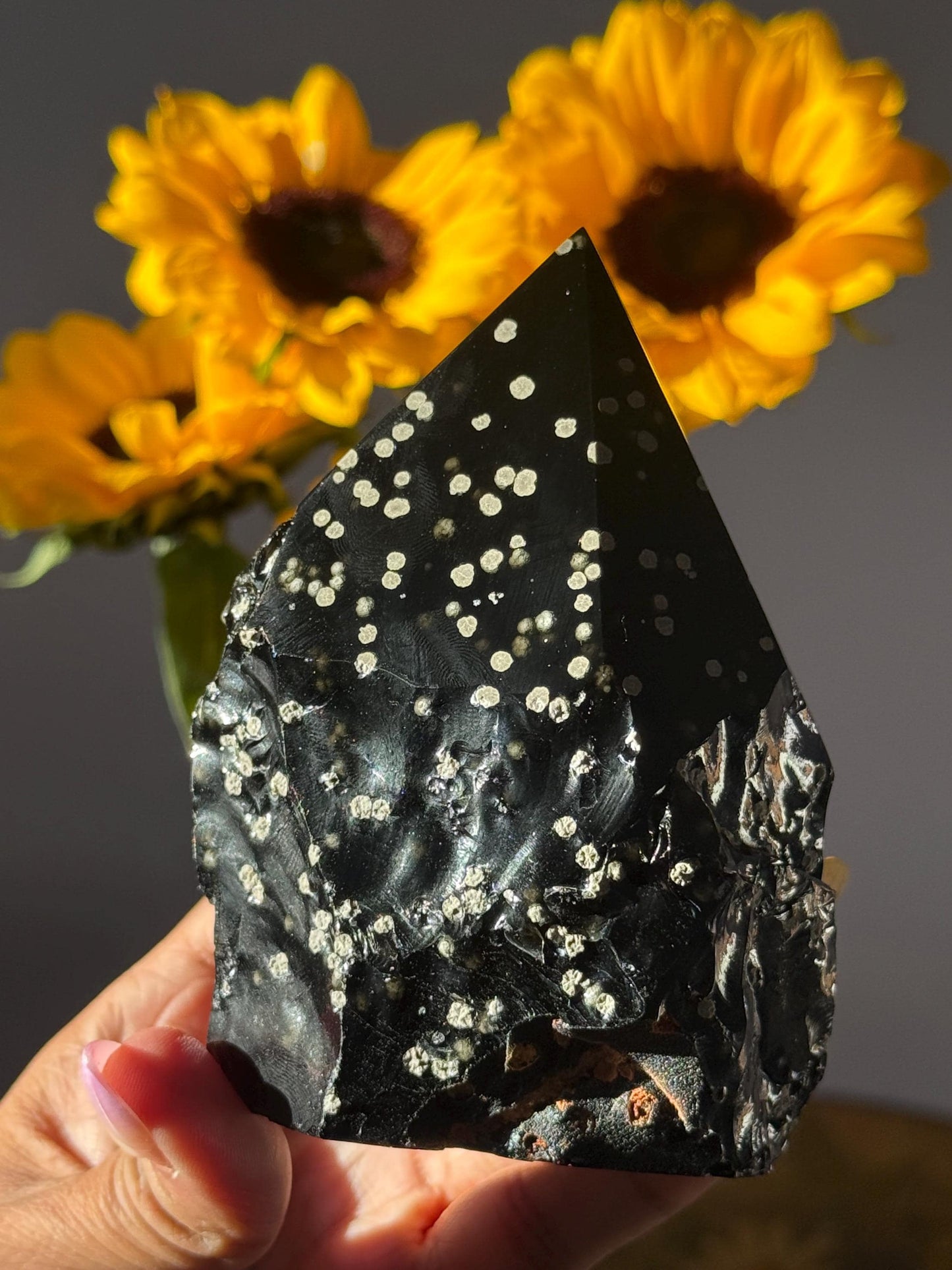 Stardust Obsidian Free Form, Obsidian Semi Polished Point, Rare Obsidian From Jalisco Mexico,