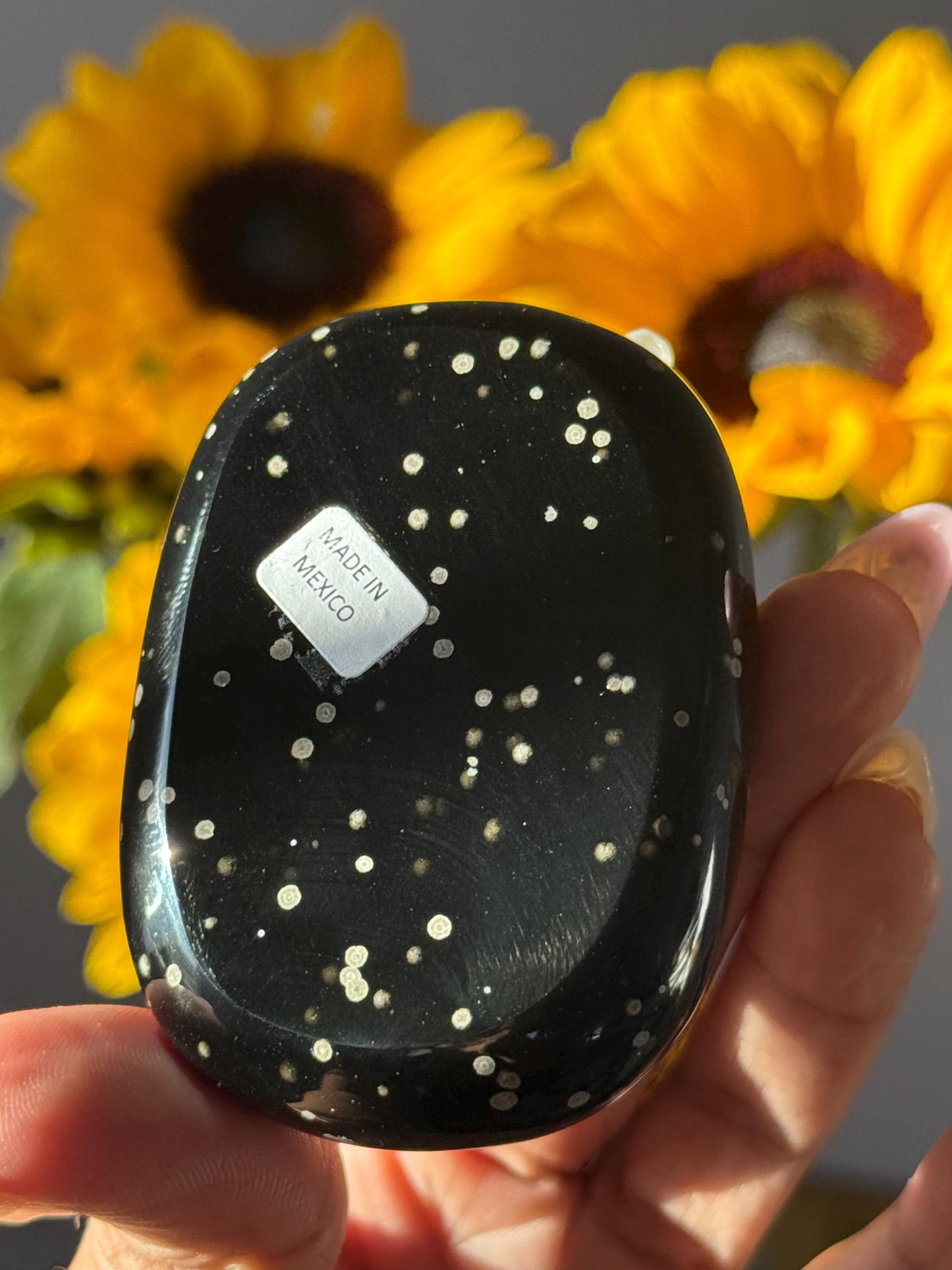 Stardust Obsidian Palmstone, Rare Obsidian From Jalisco Mexico,