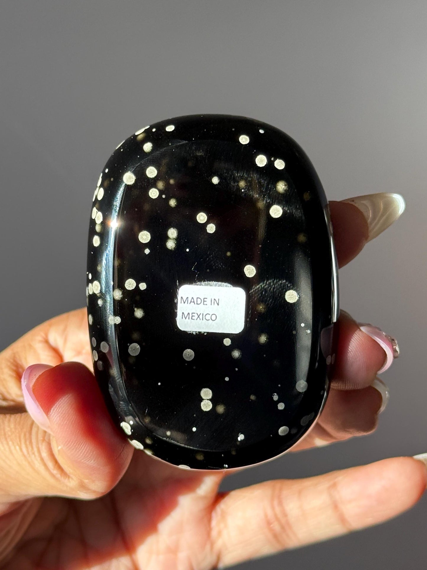 Stardust Obsidian Palm Stone – Rare Mexico Obsidian, Star-Dusted Pattern, Unique Mexican Obsidian