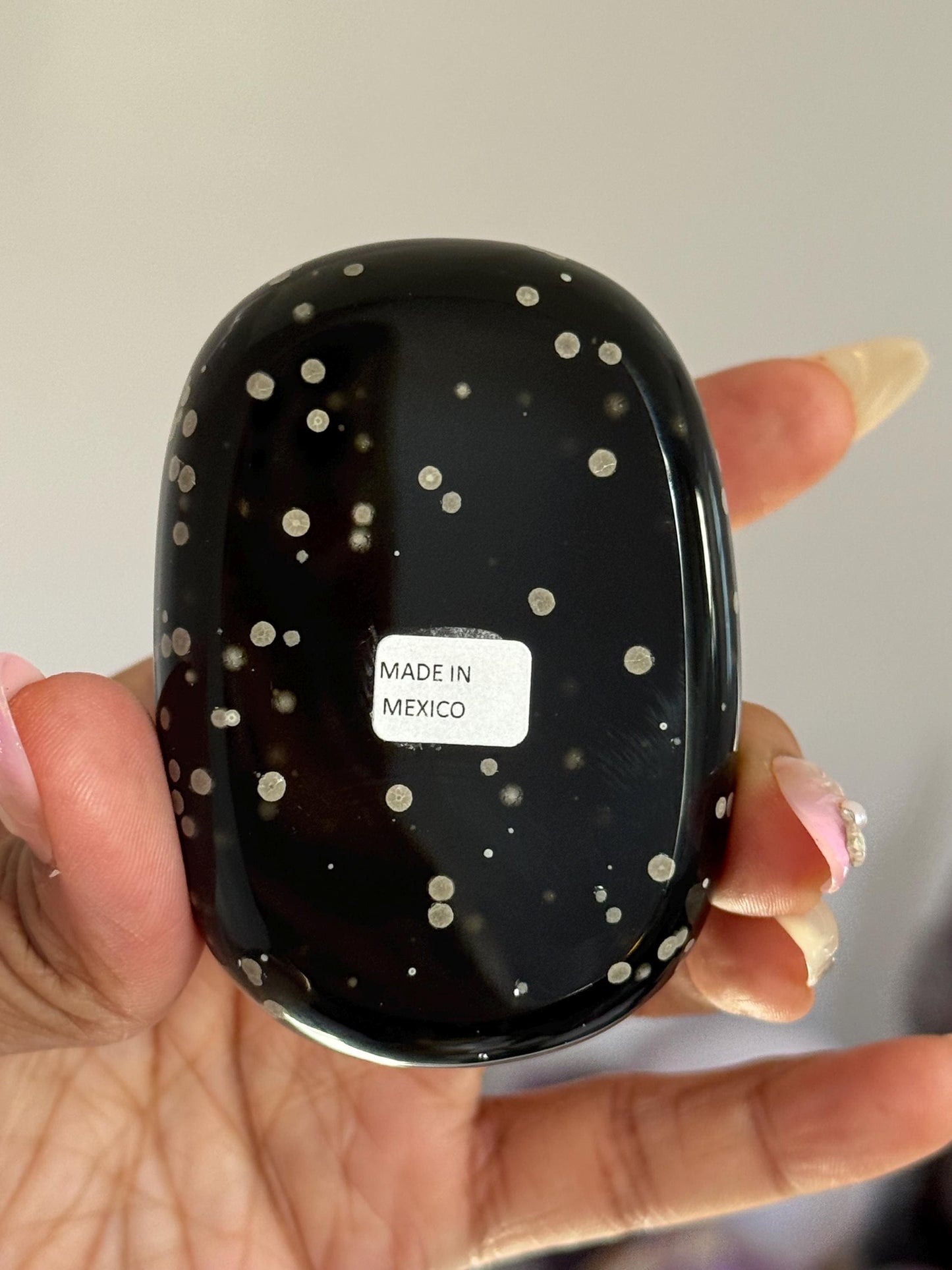 Stardust Obsidian Palm Stone – Rare Mexico Obsidian, Star-Dusted Pattern, Unique Mexican Obsidian