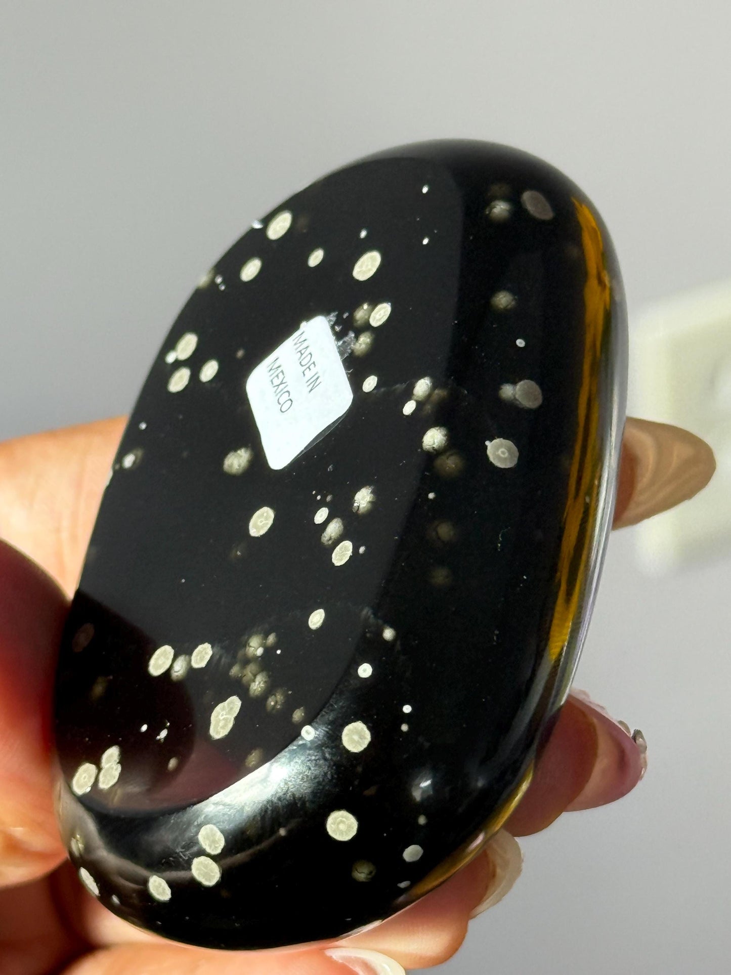 Stardust Obsidian Palm Stone – Rare Jalisco Obsidian, New Mexico Find, Matte Star-Dusted Pattern, Unique Mexican Obsidian