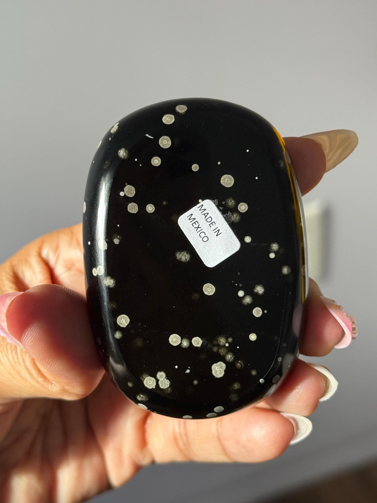 Stardust Obsidian Palm Stone – Rare Jalisco Obsidian, New Mexico Find, Matte Star-Dusted Pattern, Unique Mexican Obsidian