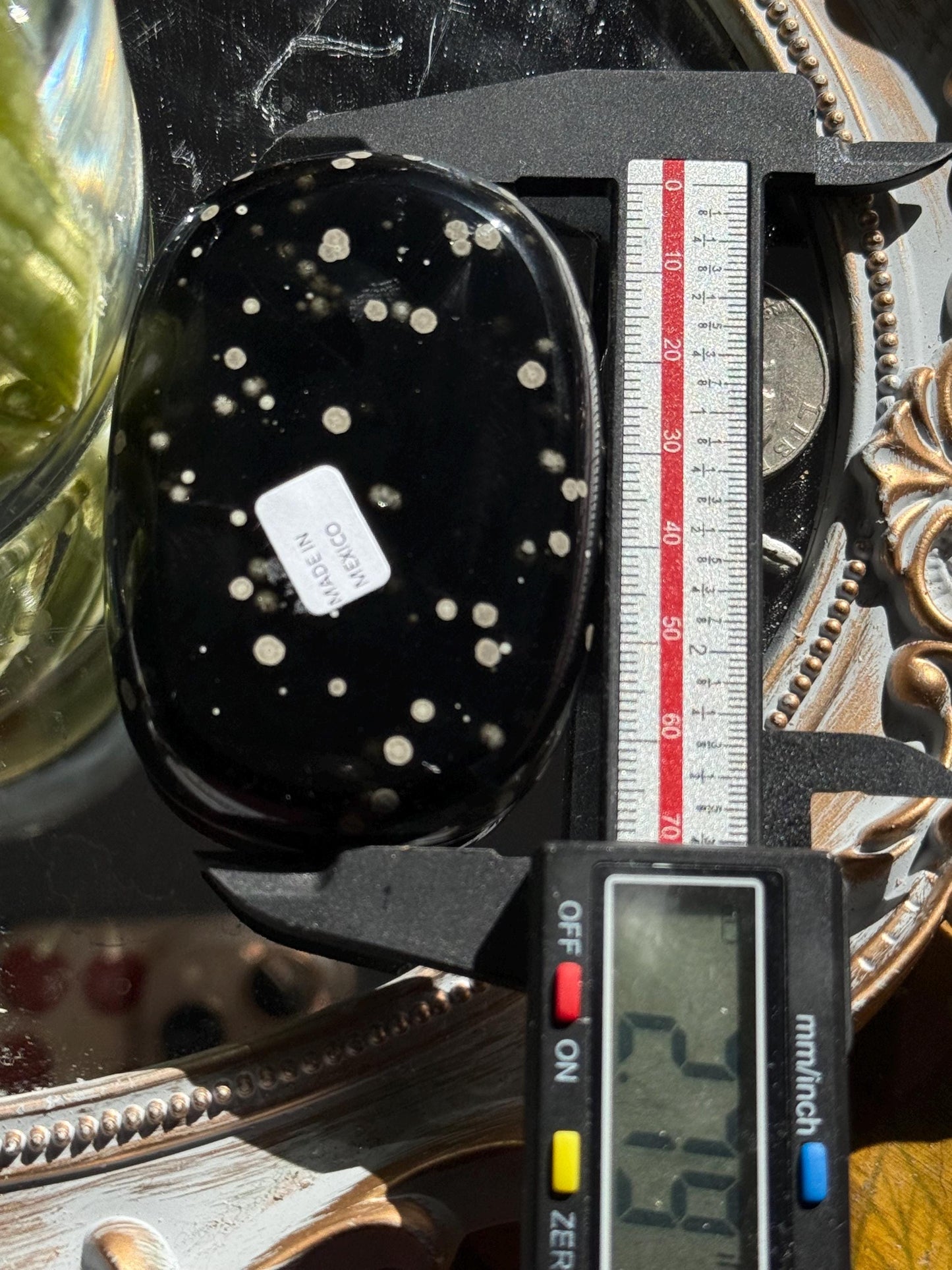 Stardust Obsidian Palm Stone – Rare Jalisco Obsidian, New Mexico Find, Matte Star-Dusted Pattern, Unique Mexican Obsidian