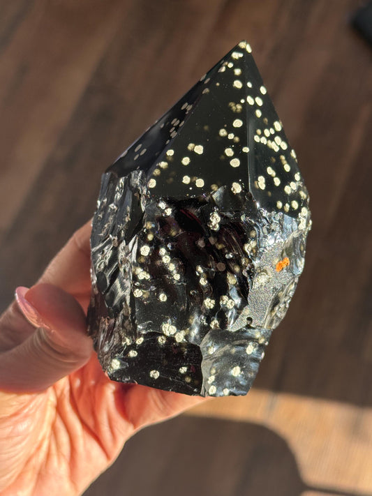 Stardust Obsidian Free Form, Obsidian Semi Polished Point, Rare Obsidian From Jalisco Mexico,
