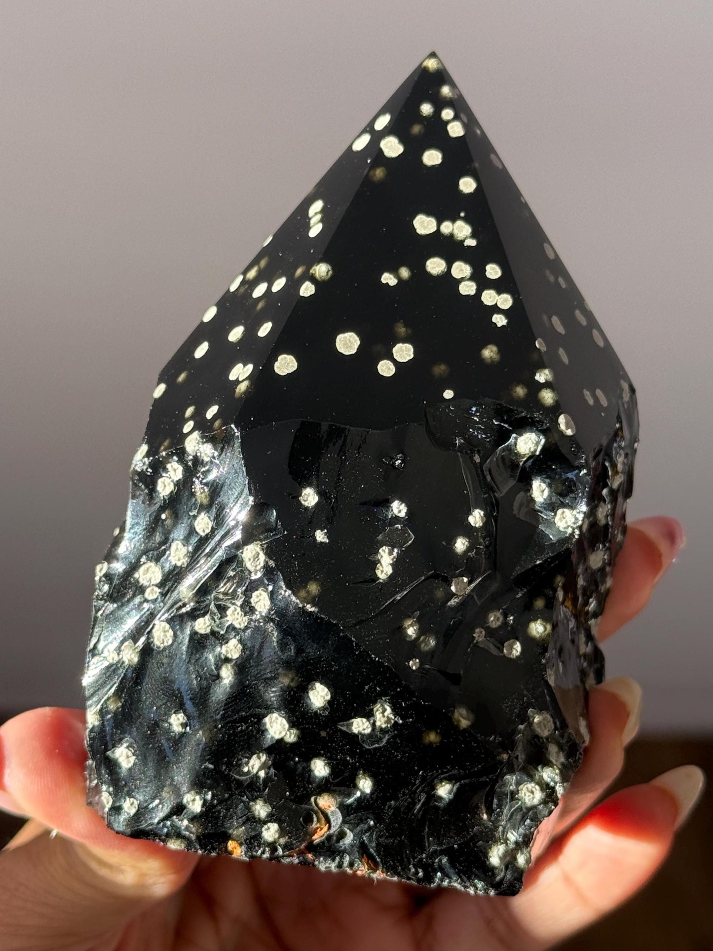 Stardust Obsidian Free Form, Obsidian Semi Polished Point, Rare Obsidian From Jalisco Mexico,