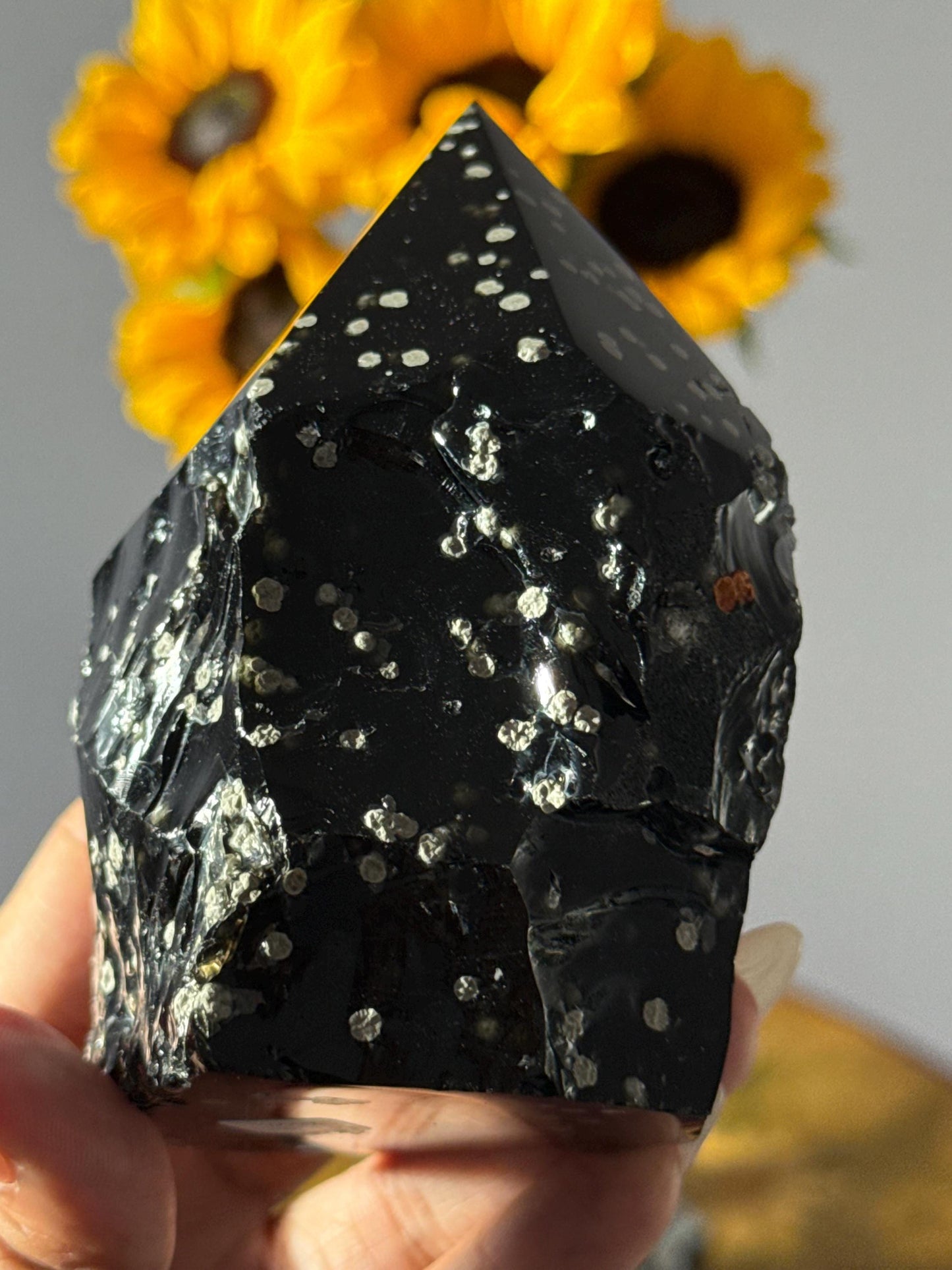 Stardust Obsidian Free Form, Obsidian Semi Polished Point, Rare Obsidian From Jalisco Mexico,