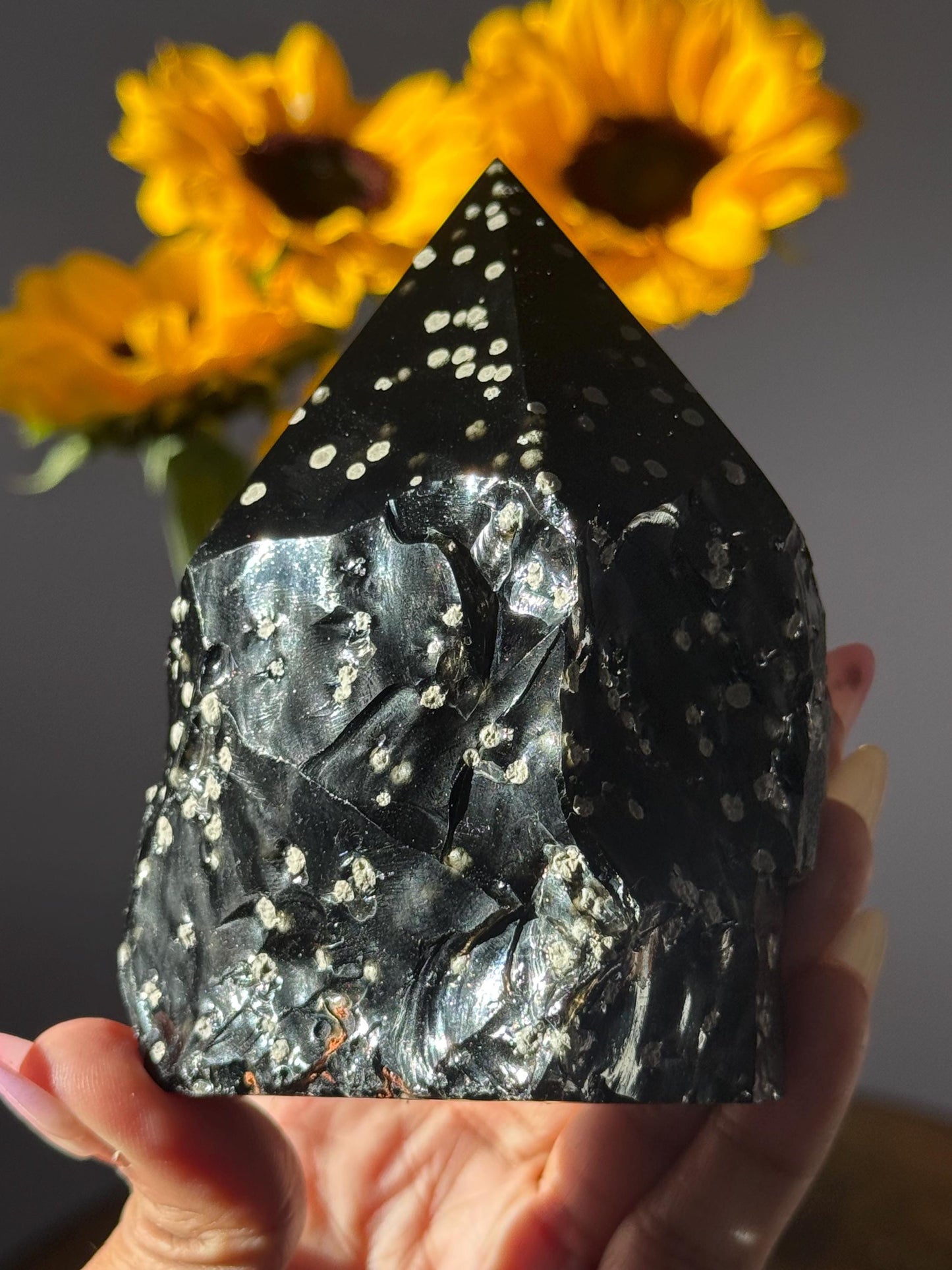 Stardust Obsidian Free Form, Obsidian Semi Polished Point, Rare Obsidian From Jalisco Mexico,