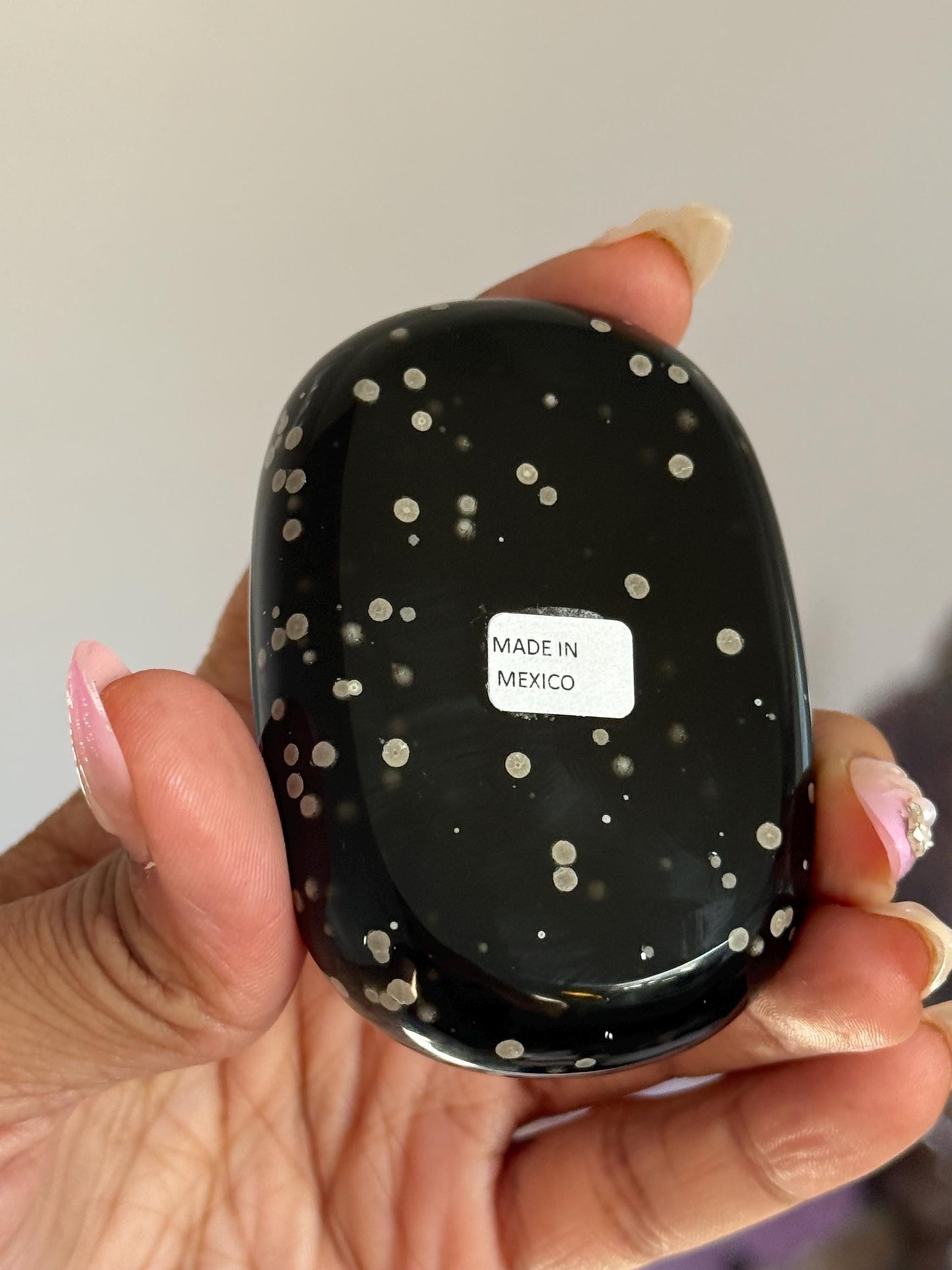 Stardust Obsidian Palm Stone – Rare Mexico Obsidian, Star-Dusted Pattern, Unique Mexican Obsidian